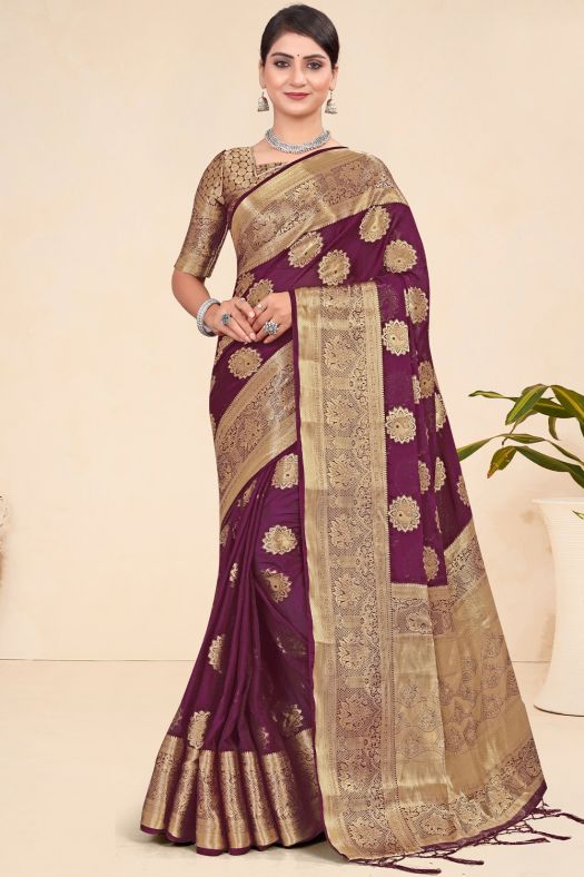 Fushia Saree in Pure Viscose