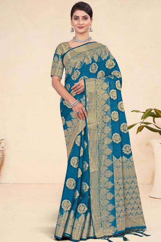 Blue Saree in Pure Viscose