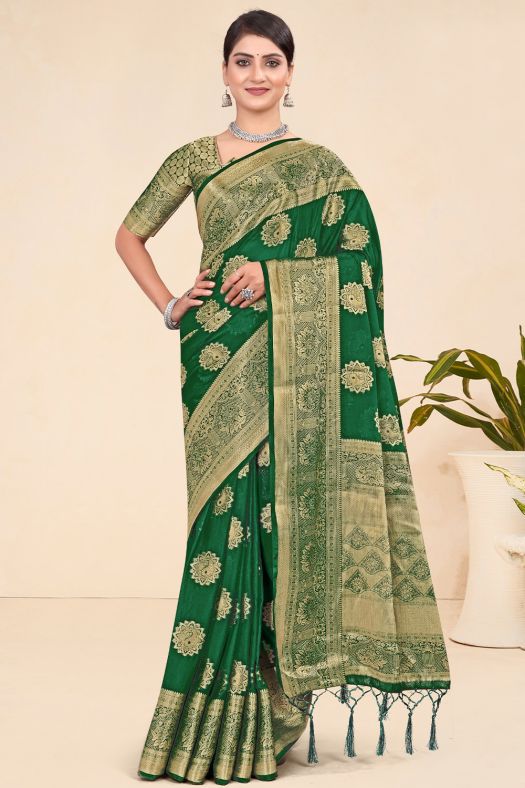 Green Saree in Pure Viscose