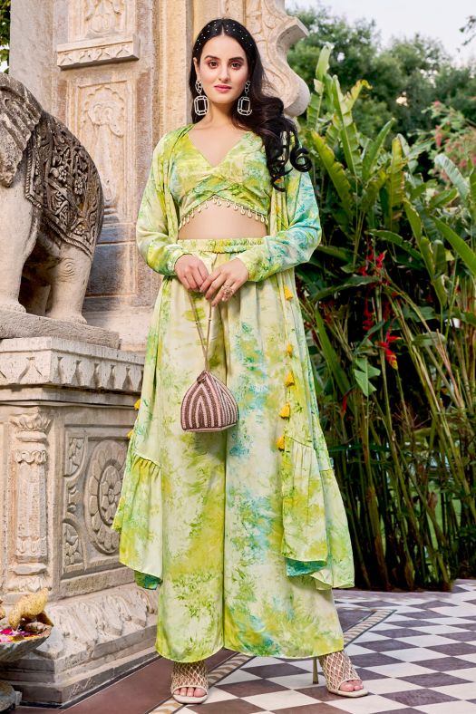 Light Green Printed Georgette Co-ord Set