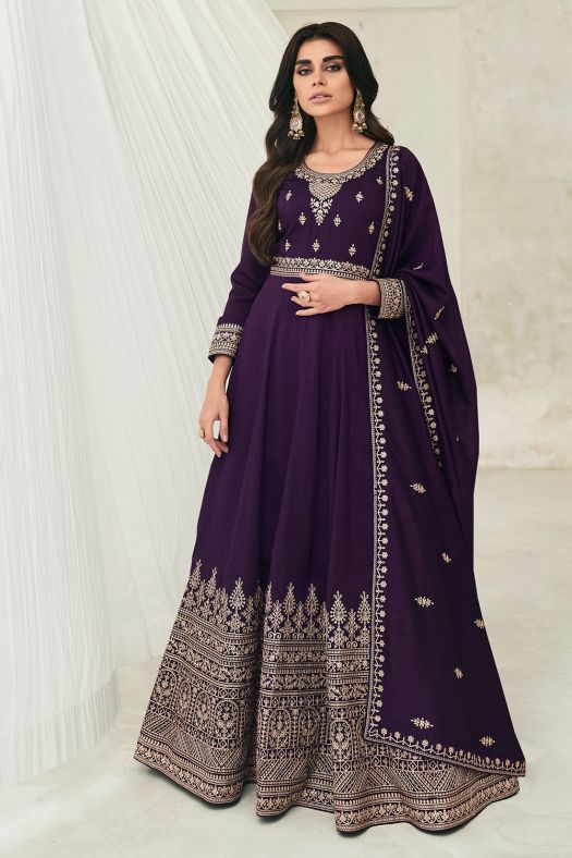 Violet Silk Anarkali Suit