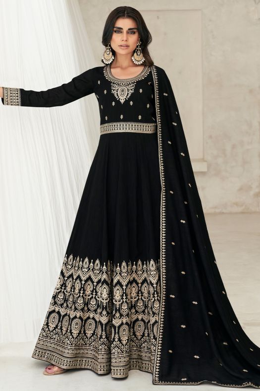 Black Silk Anarkali Suit