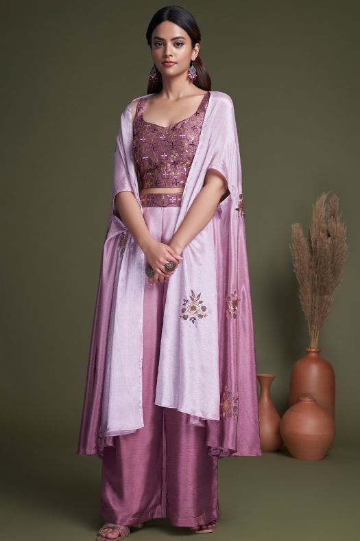Light Purple Indowestern Set With Stylish Koti