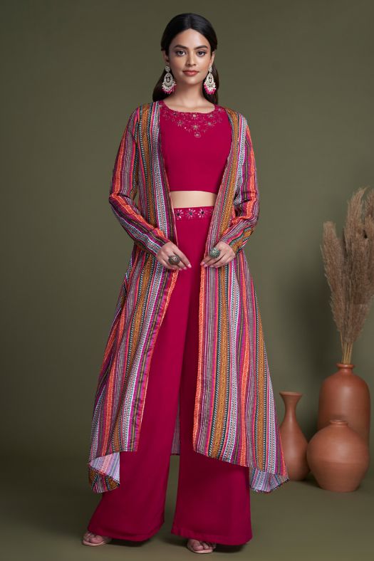Pink Indowestern Set With Stylish Koti