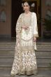 Ivory Multi Print Silk Embroidered Sharara Suit
