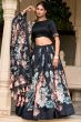 Black Multi Print Silk Lehenga Choli