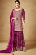 Magenta Zari Work Chinon Sharara Suit Set