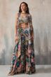 Blue Chinon Printed Lehenga Set