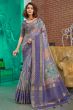 Pastel Violet Printed Silk Saree