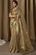 Greenish Gold Banarasi Tissue Jacquard Saree