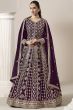 Purple Faux Georgette Embroidered Anarkali Suit