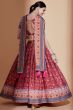 Rani Pink Chinon Lehenga Choli With Embroidery And Digital Print Work