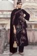 Dark Maroon Velvet Salwar Kameez With Embroidery