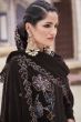 Dark Brown Velvet Salwar Kameez With Embroidery