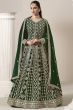 Green Faux Georgette Embroidered Anarkali Suit