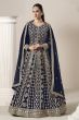 Blue Faux Georgette Embroidered Anarkali Suit