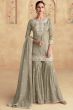 Sage Green Embroidered Silk Gharara Suit