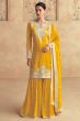 Yellow Embroidered Silk Sharara Suit