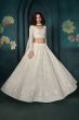 Off White Embroidered Georgette Lehenga