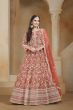 Orange Net Heavy Embroidered Anarkali Suit