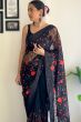 Black Sequins Net Embroidered Saree