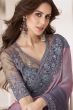 Pearl and Grey Chiffon Zari Embroidered Saree