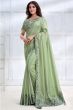 Olive Green Sequence Embroidered Satin Silk Saree