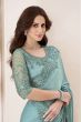 Persian Blue Sartin Georgette Silk Embroidered Saree