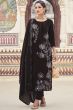 Dark Brown Velvet Salwar Kameez With Embroidery