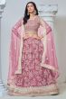 Pink Embroidered Net Lehenga