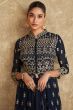 Dark Blue Georgette Heavy Embroidered Palazzo Suit