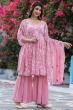 Blush Pink Georgette Silk Embroidered Sharara Suit