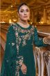 Pine Green Sequin Embroidered Chiffon Silk Anarkali Suit