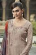 Beige Kurta Pants Set With Mirror Work