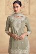 Sage Green Embroidered Silk Gharara Suit