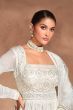 White Chikankari Embroidered Silk Anarkali Suit