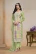 Pistachio Multicolor Embroidered Organza Trouser Suit