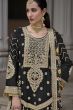 Black Multi Print Silk Embroidered Sharara Suit