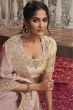 Pastel Pink Heavy Embroidered Satin Saree With Embelishment