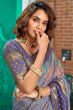 Pastel Violet Printed Silk Saree