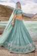 Sea Green Heavy Net Lehenga Choli With Mirror Work