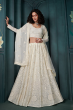 Off White Embroidered Georgette Lehenga