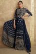Dark Blue Georgette Heavy Embroidered Palazzo Suit