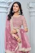 Pink Embroidered Net Lehenga