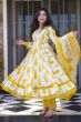 Yellow Printed Cotton Angrakha Suit