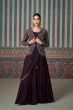 Wine Embroidered Chinnon Silk Gown