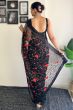 Black Sequins Net Embroidered Saree
