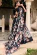 Black Multi Print Silk Lehenga Choli