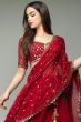 Cherry Red Heavy Sequins Georgette Lehenga