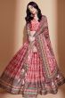 Salmon Pink Chinon Lehenga Choli With Embroidery And Digital Print Work